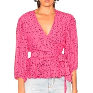 Ganni Barra Crepe Floral Wrap Top